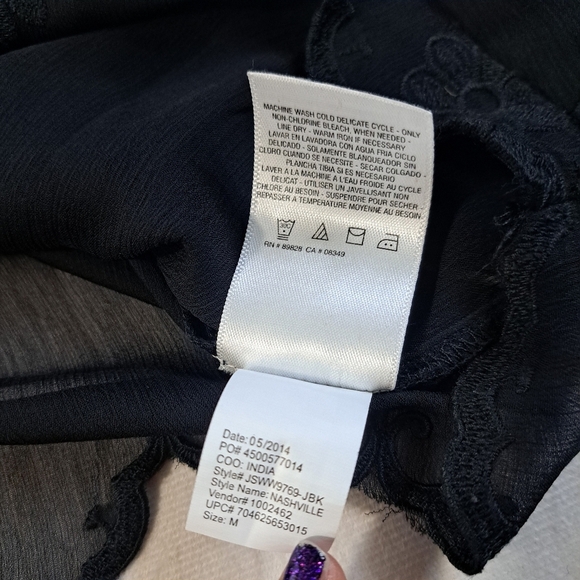 3 FOR 12 SALE Jessica Simpson Black Sheer Women's Blouse Size Medium - Picture 9 of 11